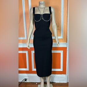 Galvan
Celeste Crystal Chain Midi-Dress